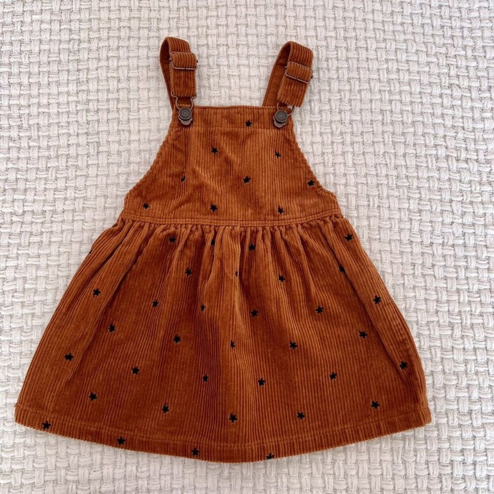 Zara Rust Corduroy Pinafore Dress